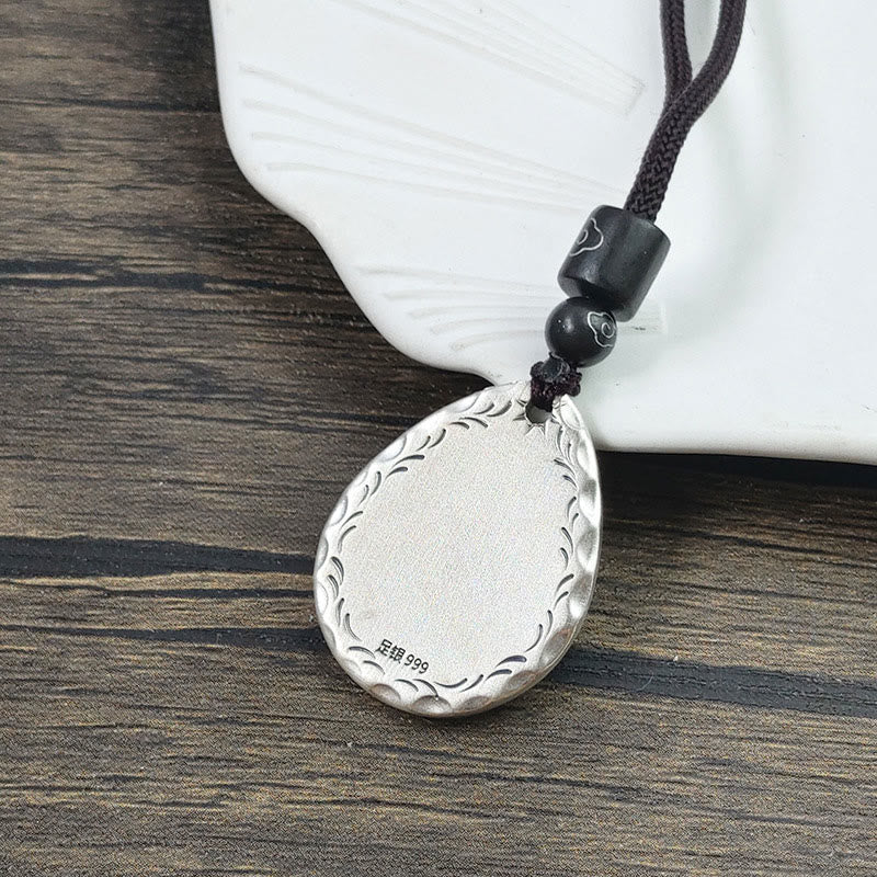 Buddha Stones Vintage 999 Sterling Silver Yin Yang Bagua Water Drop Design Balance Harmony Collana Pendente - Image 3