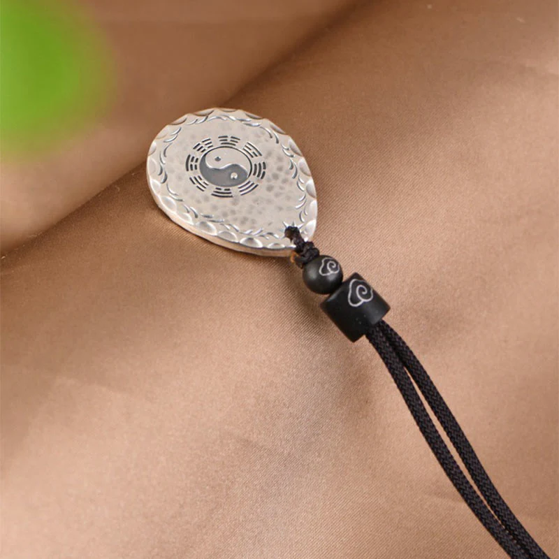 Buddha Stones Vintage 999 Sterling Silver Yin Yang Bagua Water Drop Design Balance Harmony Collana Pendente - Image 7