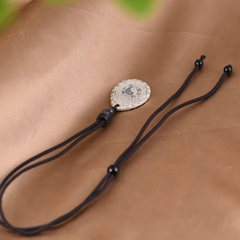 Buddha Stones Vintage 999 Sterling Silver Yin Yang Bagua Water Drop Design Balance Harmony Collana Pendente - Image 9