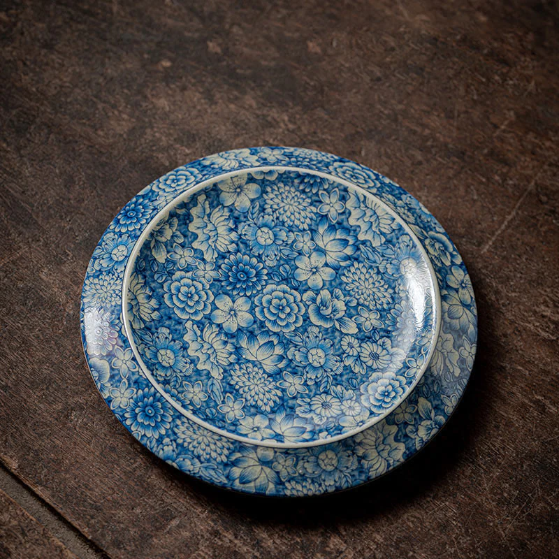 Buddha Stones Vintage Blu e Bianco Porcellana Fiore di Pesco Loto Peonia Ceramica Gaiwan Sancai Tazza da Tè Kung Fu Tazza da Tè e Piattino con Coperchio - Image 12
