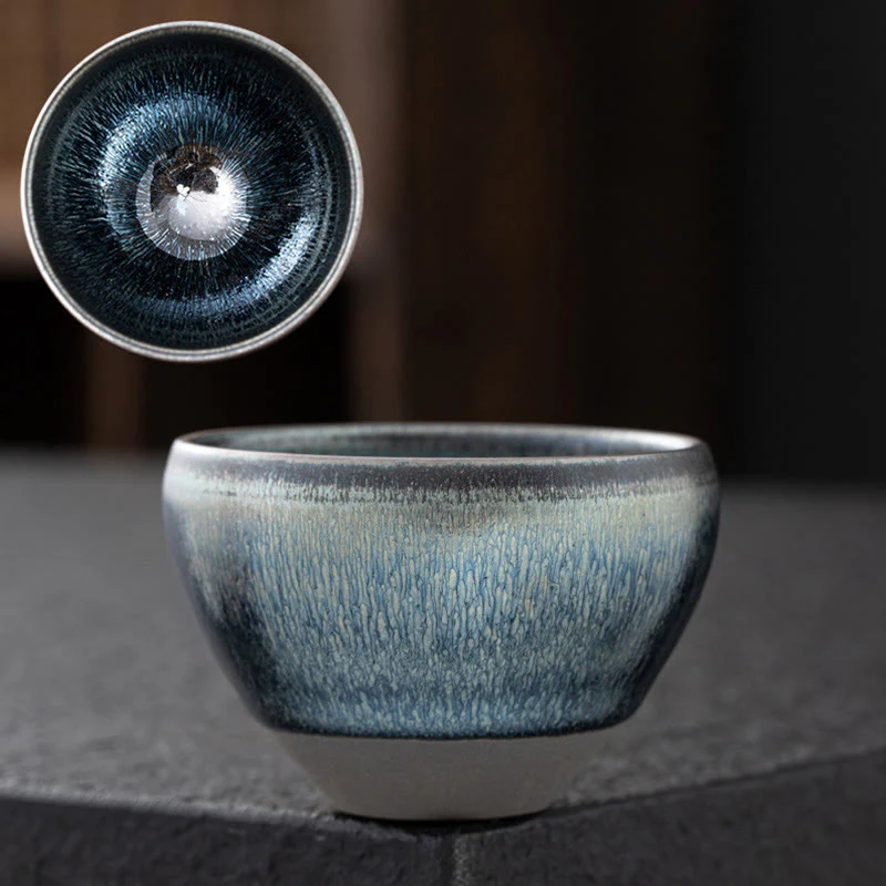 Buddha Stones Vintage Cinese Argento Blu Jianzhan Forno Cambiamento Porcellana Tazza da Tè Kung Fu Tazza da Tè - Image 2