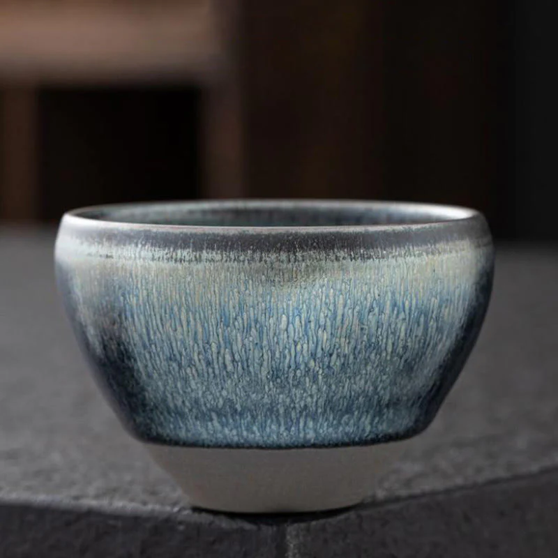 Buddha Stones Vintage Cinese Argento Blu Jianzhan Forno Cambiamento Porcellana Tazza da Tè Kung Fu Tazza da Tè - Image 3