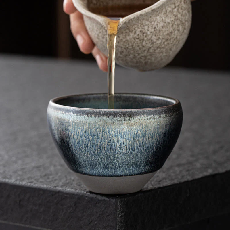 Buddha Stones Vintage Cinese Argento Blu Jianzhan Forno Cambiamento Porcellana Tazza da Tè Kung Fu Tazza da Tè - Image 5