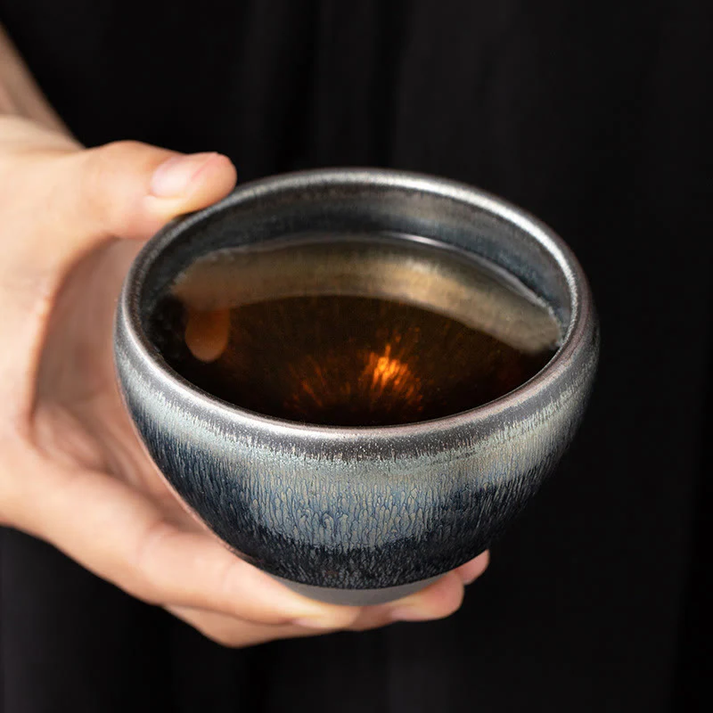 Buddha Stones Vintage Cinese Argento Blu Jianzhan Forno Cambiamento Porcellana Tazza da Tè Kung Fu Tazza da Tè - Image 6