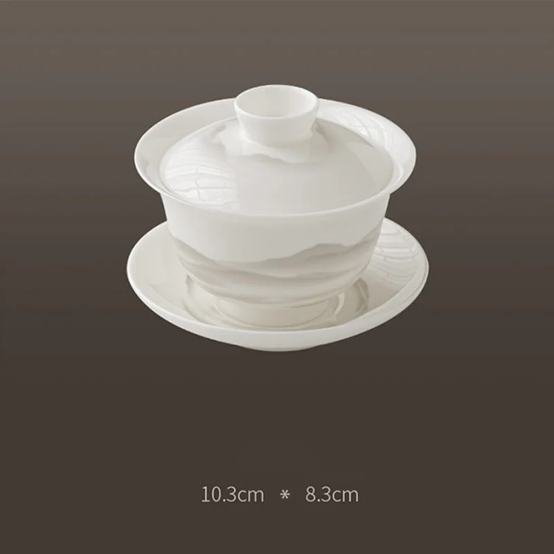 Buddha Stones Vintage Ink Painting Mountain White Porcelain Ceramic Gaiwan Sancai Tazza da tè Kung Fu Tazza da tè e piattino con coperchio Utensile da tè Teiera - Image 11