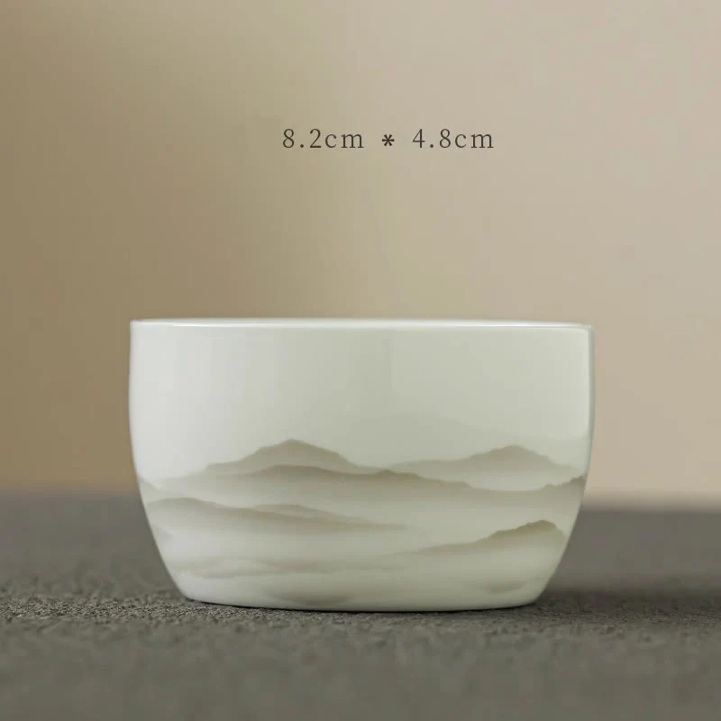 Buddha Stones Vintage Ink Painting Mountain White Porcelain Ceramic Gaiwan Sancai Tazza da tè Kung Fu Tazza da tè e piattino con coperchio Utensile da tè Teiera - Image 13