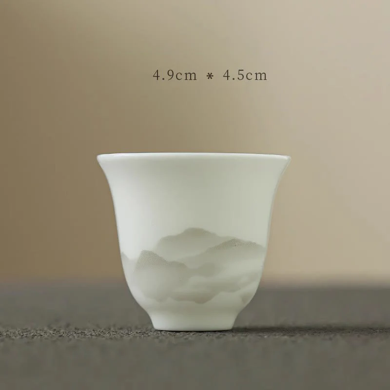 Buddha Stones Vintage Ink Painting Mountain White Porcelain Ceramic Gaiwan Sancai Tazza da tè Kung Fu Tazza da tè e piattino con coperchio Utensile da tè Teiera - Image 15