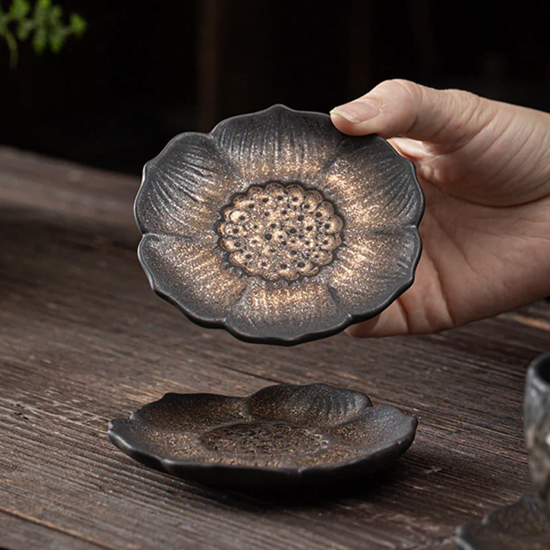 Buddha Stones Vintage Lotus Flower Ceramica Tazza Sottobicchiere Tazza da Tè Kung Fu Tappetino da Tè - Image 3