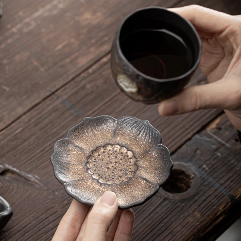 Buddha Stones Vintage Lotus Flower Ceramica Tazza Sottobicchiere Tazza da Tè Kung Fu Tappetino da Tè - Image 7
