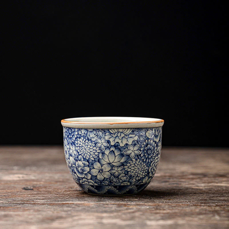 Buddha Stones Vintage Lotus Peonia Prugna Fiore Crisantemo Tazza da tè in ceramica Tazze da tè - Image 12