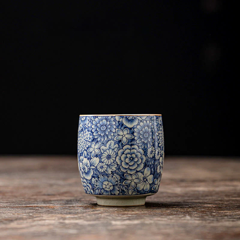 Buddha Stones Vintage Lotus Peonia Prugna Fiore Crisantemo Tazza da tè in ceramica Tazze da tè - Image 13