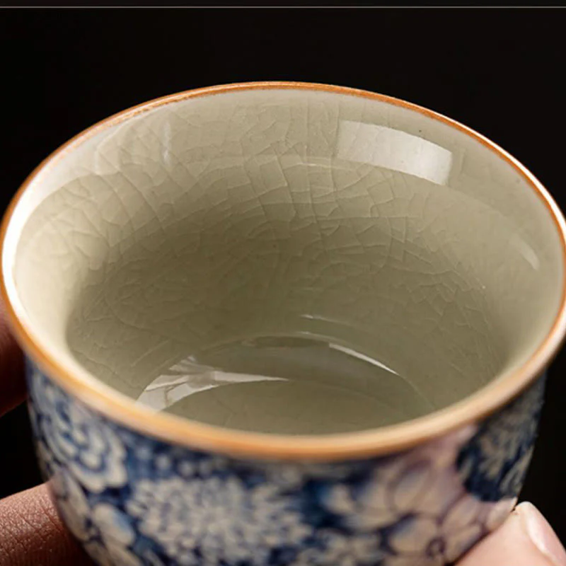 Buddha Stones Vintage Lotus Peonia Prugna Fiore Crisantemo Tazza da tè in ceramica Tazze da tè - Image 7