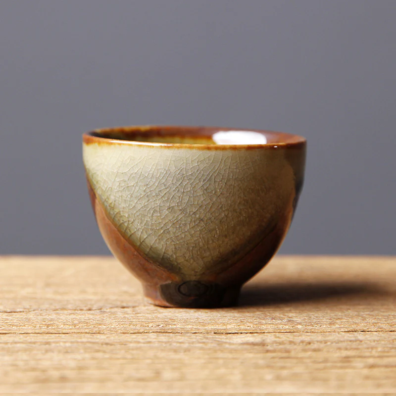 Buddha Stones Vintage Marrone Beige Forno Cambia Tazza da Tè in Ceramica Kung Fu Tazza da Tè Ciotola - Image 10