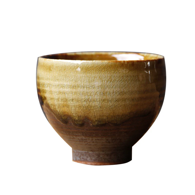Buddha Stones Vintage Marrone Beige Forno Cambia Tazza da Tè in Ceramica Kung Fu Tazza da Tè Ciotola - Image 4