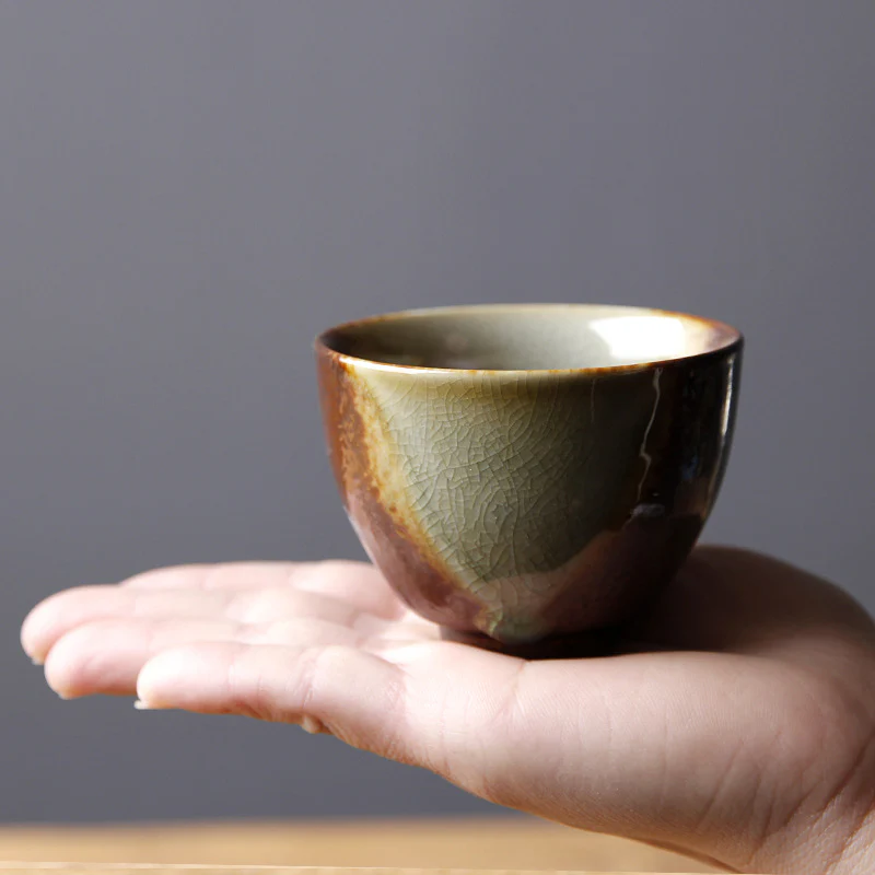 Buddha Stones Vintage Marrone Beige Forno Cambia Tazza da Tè in Ceramica Kung Fu Tazza da Tè Ciotola - Image 9