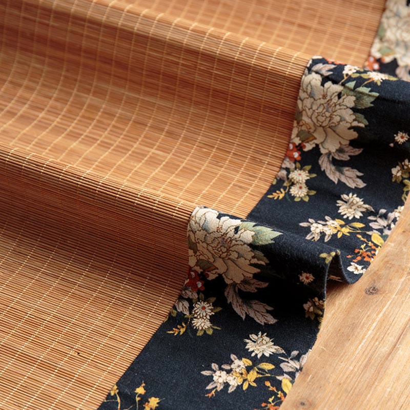 Buddha Stones Vintage Peony Flower Blossom Bamboo Cup Mat Pad Tea Cup Coaster Kung Fu Tea Mat - Image 5