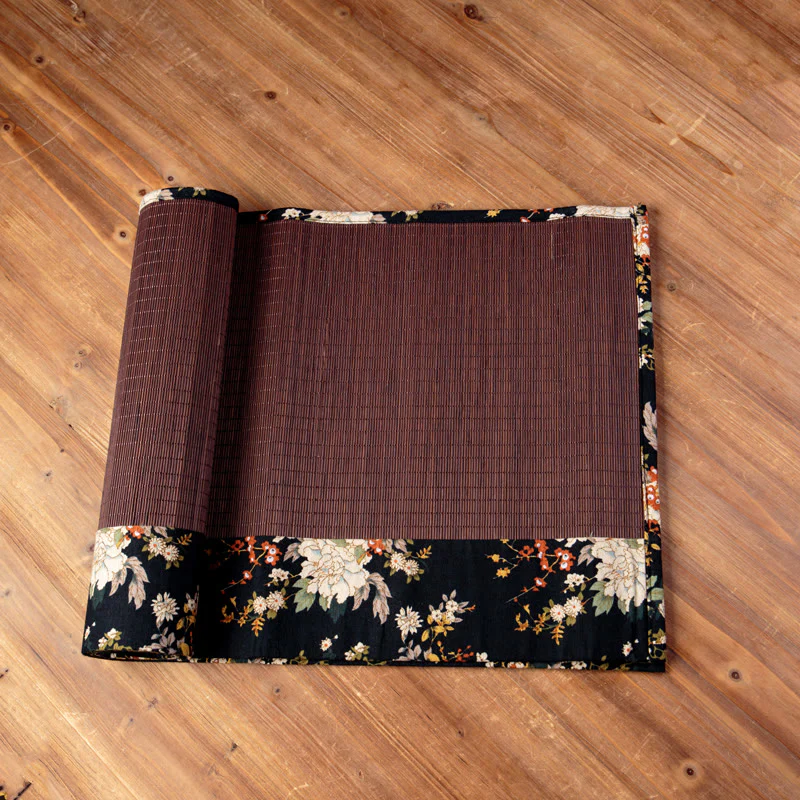 Buddha Stones Vintage Peony Flower Blossom Bamboo Cup Mat Pad Tea Cup Coaster Kung Fu Tea Mat - Image 8