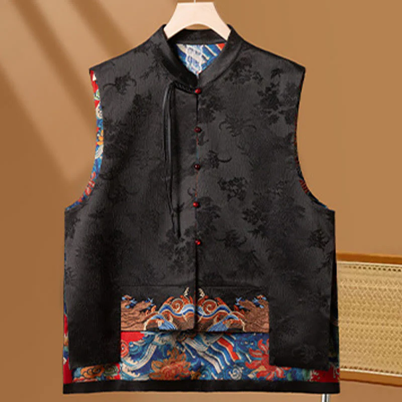 Buddha Stones Vintage Ricamo Fiore Nuvola Modello Gilet - Image 3
