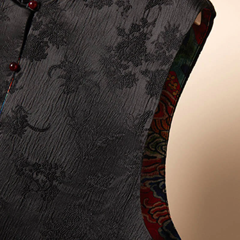 Buddha Stones Vintage Ricamo Fiore Nuvola Modello Gilet - Image 7