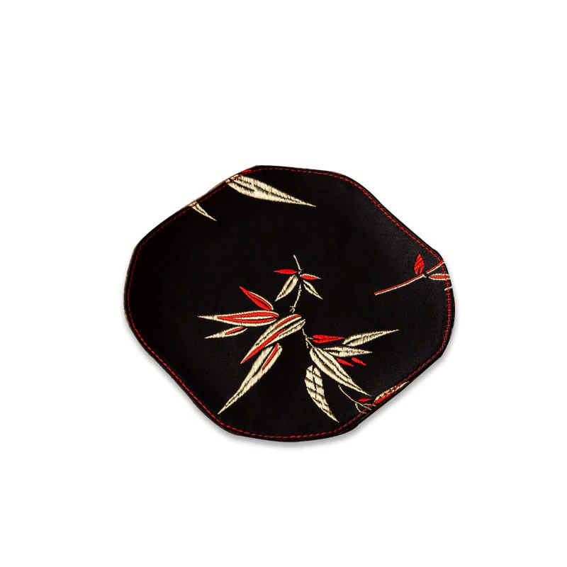 Buddha Stones Vintage Sea Wave Bamboo Plum Blossom Ricamato Tazza Sottobicchiere Tazza da Tè Kung Fu Tappetino da Tè - Image 26