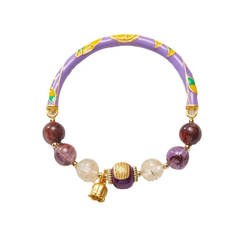 Buddha Stones Viola Fantasma Giada Viola Scrittura Citrino Amore Saggezza Braccialetto - Image 8