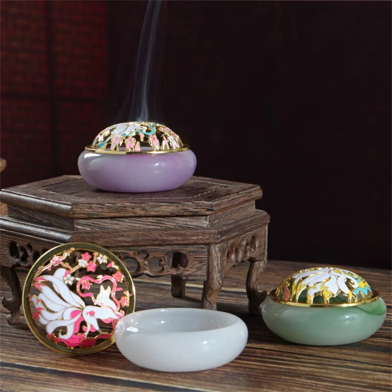 Buddha Stones Volpe a nove code Liuli Cristallo curativo Meditazione Bruciatore di incenso