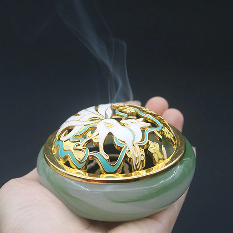 Buddha Stones Volpe a nove code Liuli Cristallo curativo Meditazione Bruciatore di incenso - Image 11