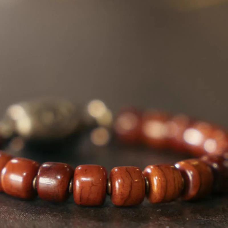 Buddha Stones Yak Bone Dzi Forma Rame Cono Pendente Bracciale Forza - Image 8