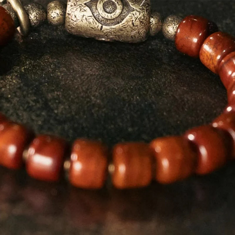 Buddha Stones Yak Bone Dzi Forma Rame Cono Pendente Bracciale Forza - Image 9