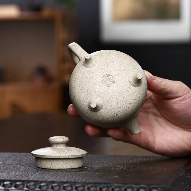 Buddha Stones Yixing Teiera Kung Fu in argilla viola beige semi-fatta a mano 200 ml - Image 5