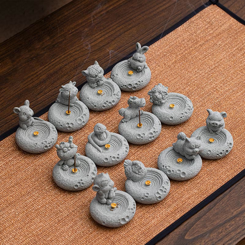 Buddha Stones Zodiaco cinese Bruciatore di incenso curativo Decorazione da scrivania - Image 2