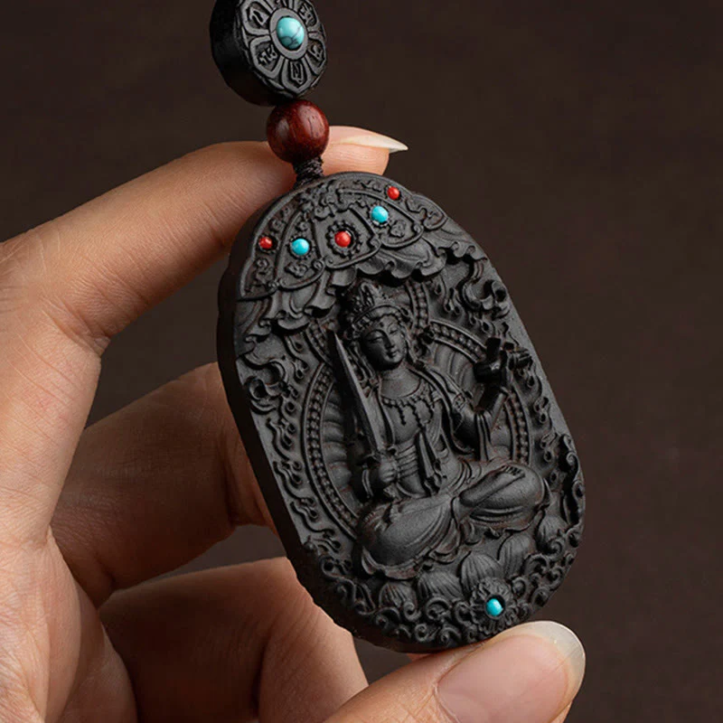 Buddha Stones Zodiaco cinese Buddha natale Anno del cavallo Om Mani Padme Hum Loto Ebano Benedizione Portachiavi - Image 8