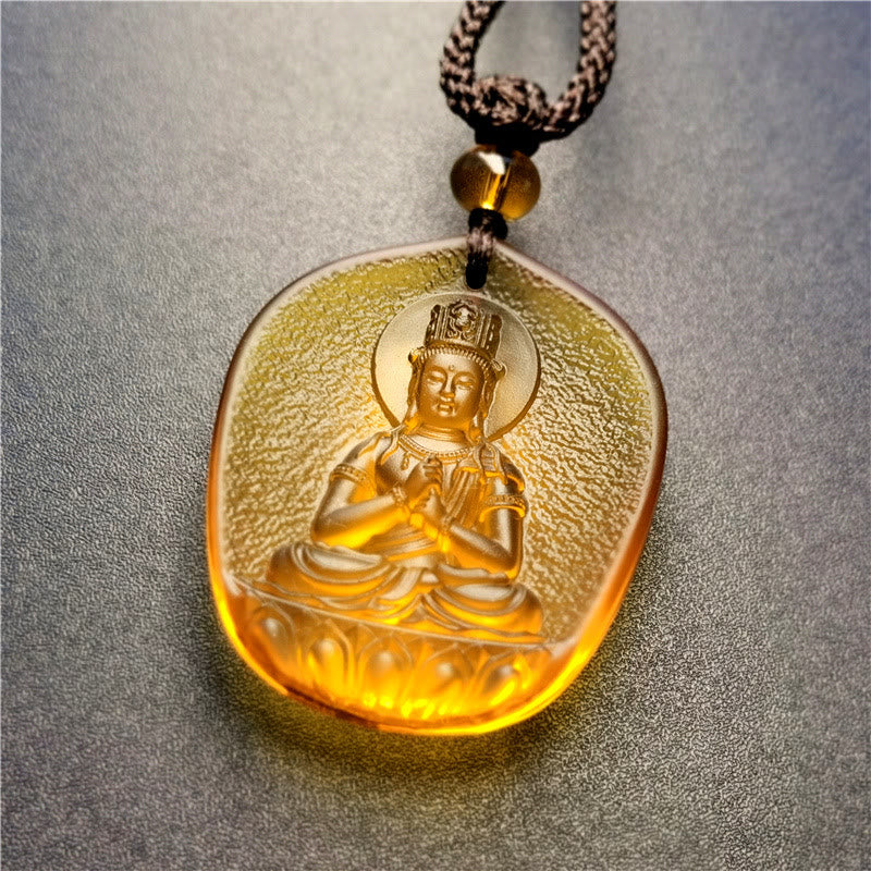 Buddha Stones Zodiaco cinese Buddha natale Benedizione Liuli Cristallo Compassione Collana Pendente - Image 2