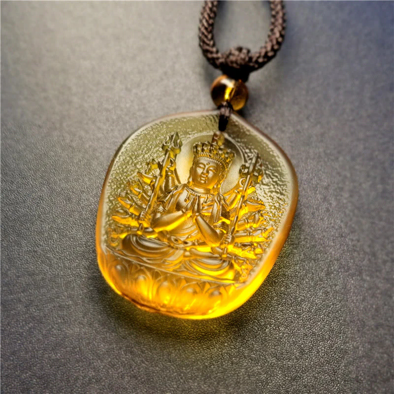 Buddha Stones Zodiaco cinese Buddha natale Benedizione Liuli Cristallo Compassione Collana Pendente - Image 3