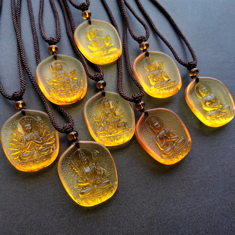 Buddha Stones Zodiaco cinese Buddha natale Benedizione Liuli Cristallo Compassione Collana Pendente - Image 9
