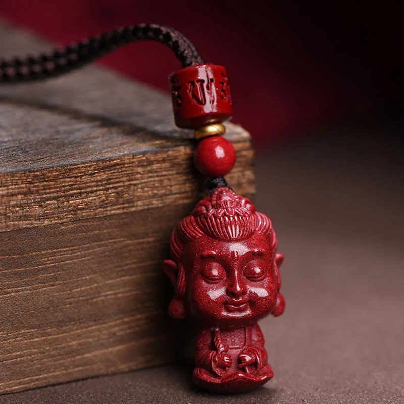 Buddha Stones Zodiaco cinese Buddha natale Cinabro naturale Amuleto Tieni lontani gli spiriti maligni Collana pendente