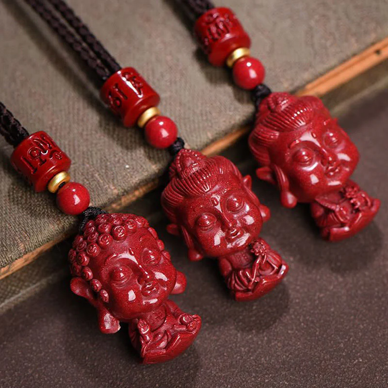 Buddha Stones Zodiaco cinese Buddha natale Cinabro naturale Amuleto Tieni lontani gli spiriti maligni Collana pendente - Image 2