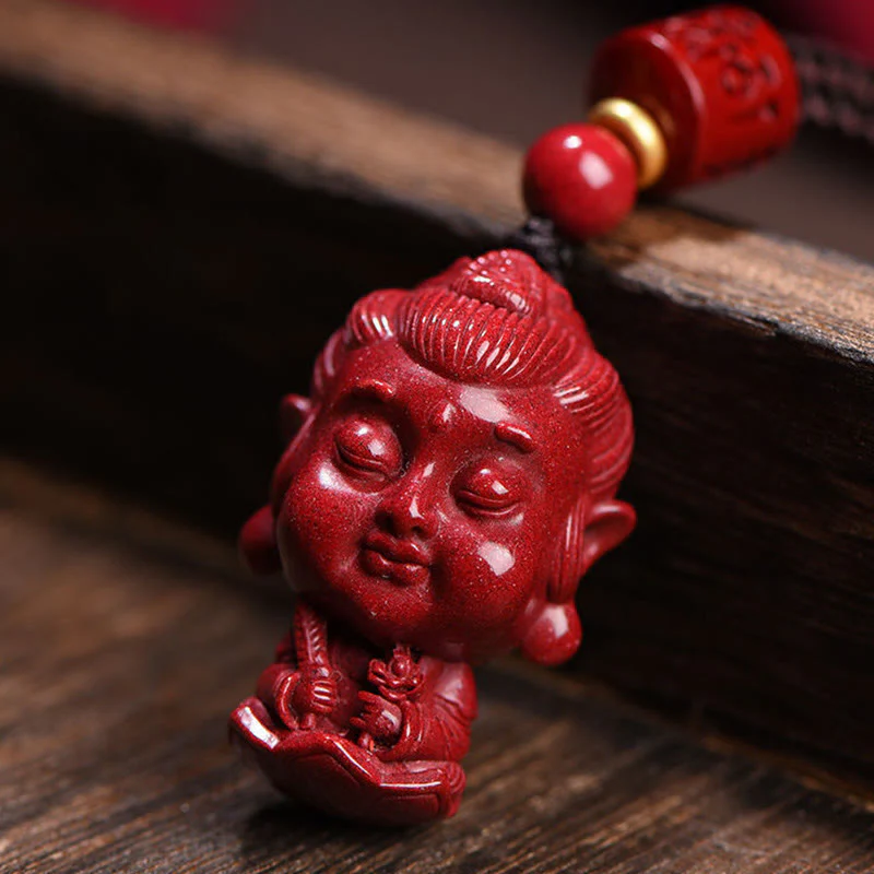 Buddha Stones Zodiaco cinese Buddha natale Cinabro naturale Amuleto Tieni lontani gli spiriti maligni Collana pendente - Image 3