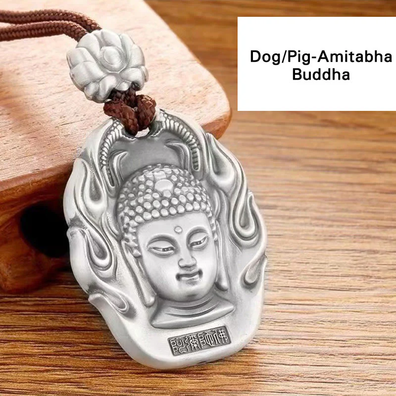 Buddha Stones Zodiaco cinese Buddha natale Om Mani Padme Hum Loto Compassione Collana pendente - Image 19