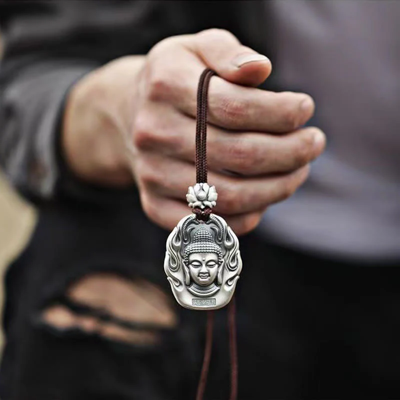 Buddha Stones Zodiaco cinese Buddha natale Om Mani Padme Hum Loto Compassione Collana pendente - Image 2