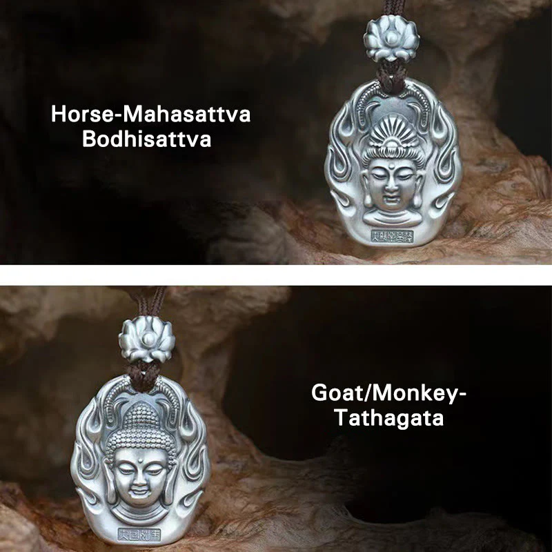 Buddha Stones Zodiaco cinese Buddha natale Om Mani Padme Hum Loto Compassione Collana pendente - Image 23