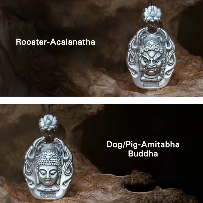 Buddha Stones Zodiaco cinese Buddha natale Om Mani Padme Hum Loto Compassione Collana pendente - Image 24