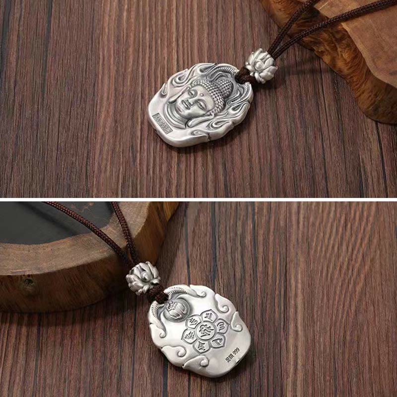 Buddha Stones Zodiaco cinese Buddha natale Om Mani Padme Hum Loto Compassione Collana pendente - Image 4