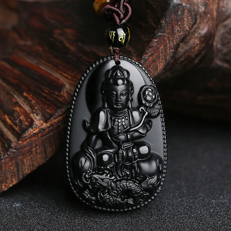 Buddha Stones Zodiaco cinese Buddha natale Ossidiana nera naturale Collana pendente di purificazione - Image 18