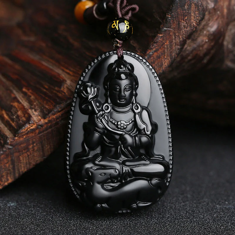 Buddha Stones Zodiaco cinese Buddha natale Ossidiana nera naturale Collana pendente di purificazione - Image 20