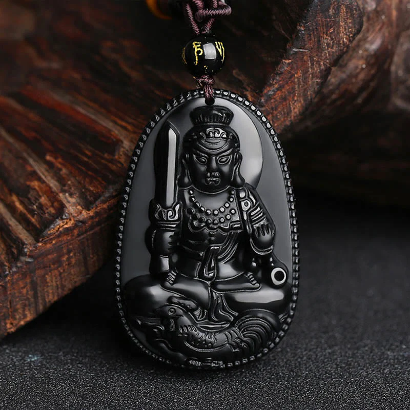 Buddha Stones Zodiaco cinese Buddha natale Ossidiana nera naturale Collana pendente di purificazione - Image 23