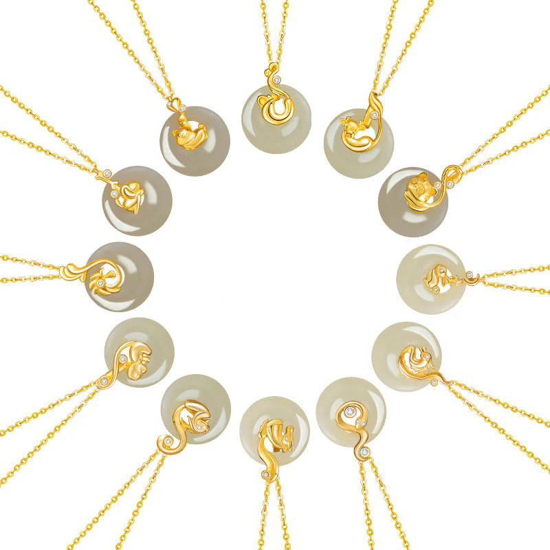 Buddha Stones Zodiaco cinese Giada Hetian Argento Sterling 925 Collana con ciondolo Abbondanza - Image 30