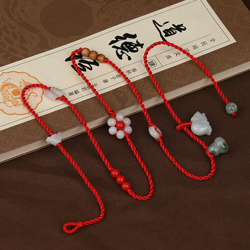 Buddha Stones Zodiaco cinese Legno di pesca Benedizione Catena per la pancia con corda rossa - Image 4