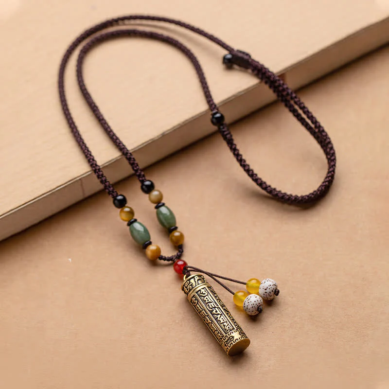 Buddhastoneshop Tibet Om Mani Padme Hum Agata Shurangama Sutra Collana con pendente di protezione - Image 11