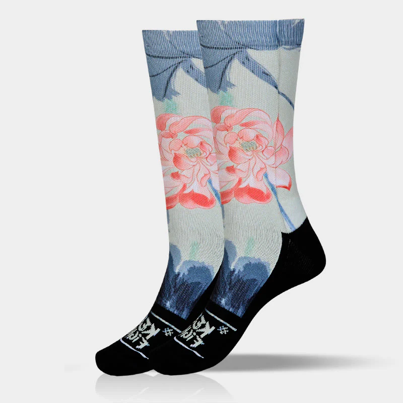 Calzini casual da uomo e da donna, unisex , Buddha Stones Lotus Painting Micro Crew - Image 10